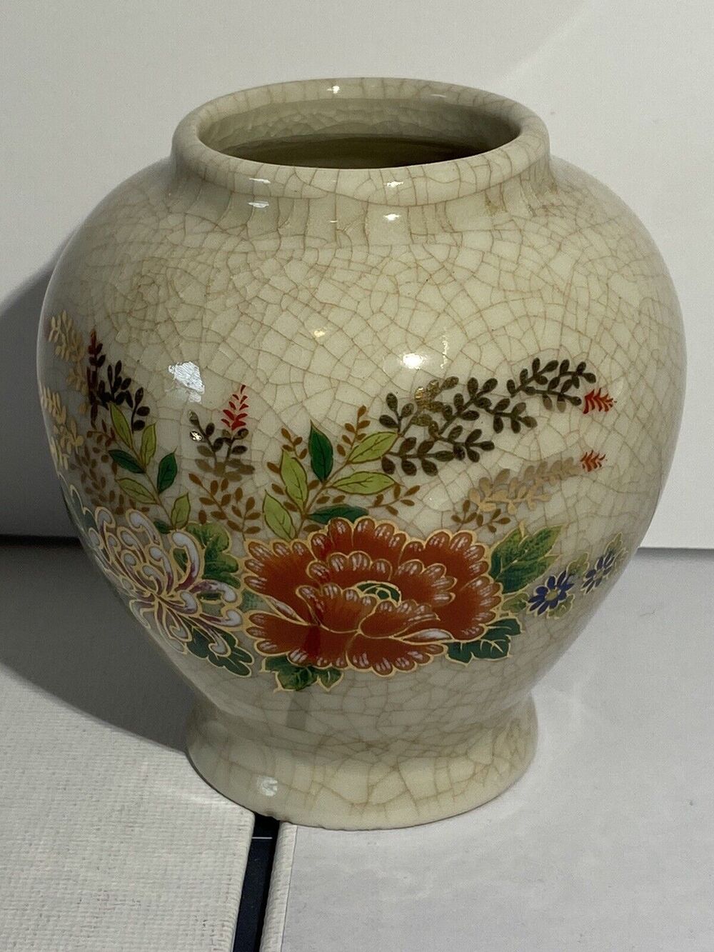 Japanese Ginger Jar Vase Flowers Vintage Porcelain